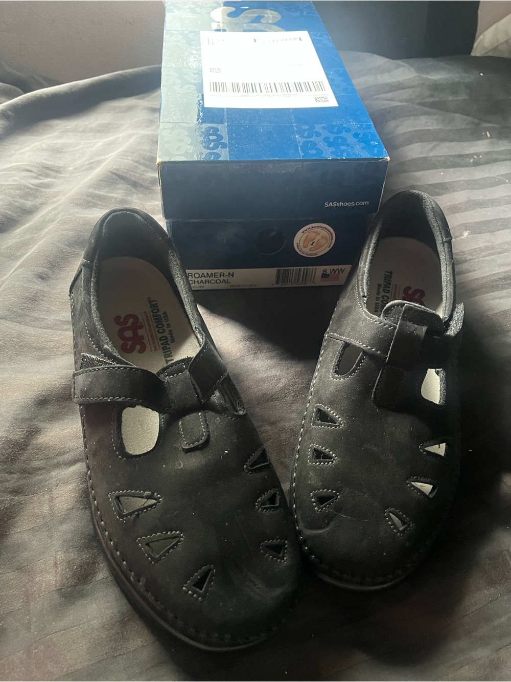 SAS shoes women’s black Nubuck leather Mary Jane Shoes